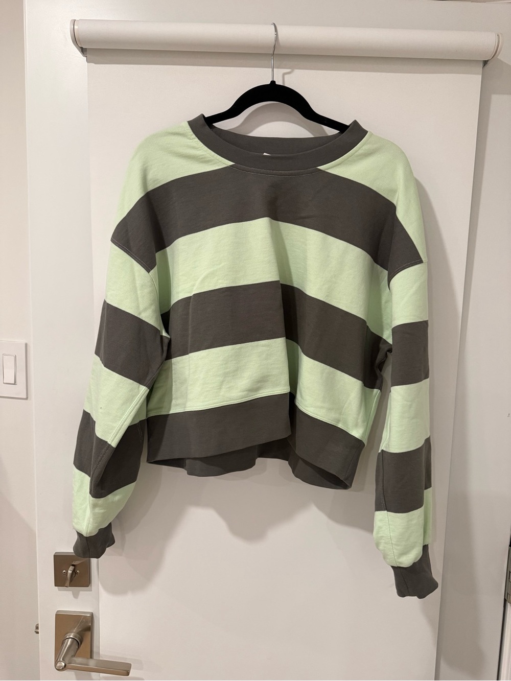 lululemon athletica Cropped Striped Sweatshirt in Mint & Charcoal